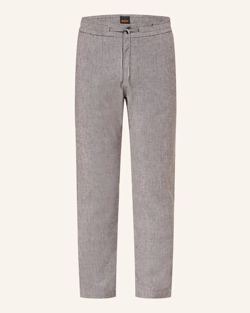 HUGO BOSS Hose SANDERSON Straight Fit mit Leinen Taupe