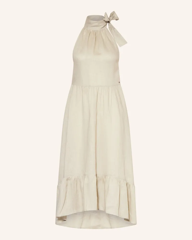 Armani Exchange Schluppenkleid aus Leinen mit Rüschen Beige