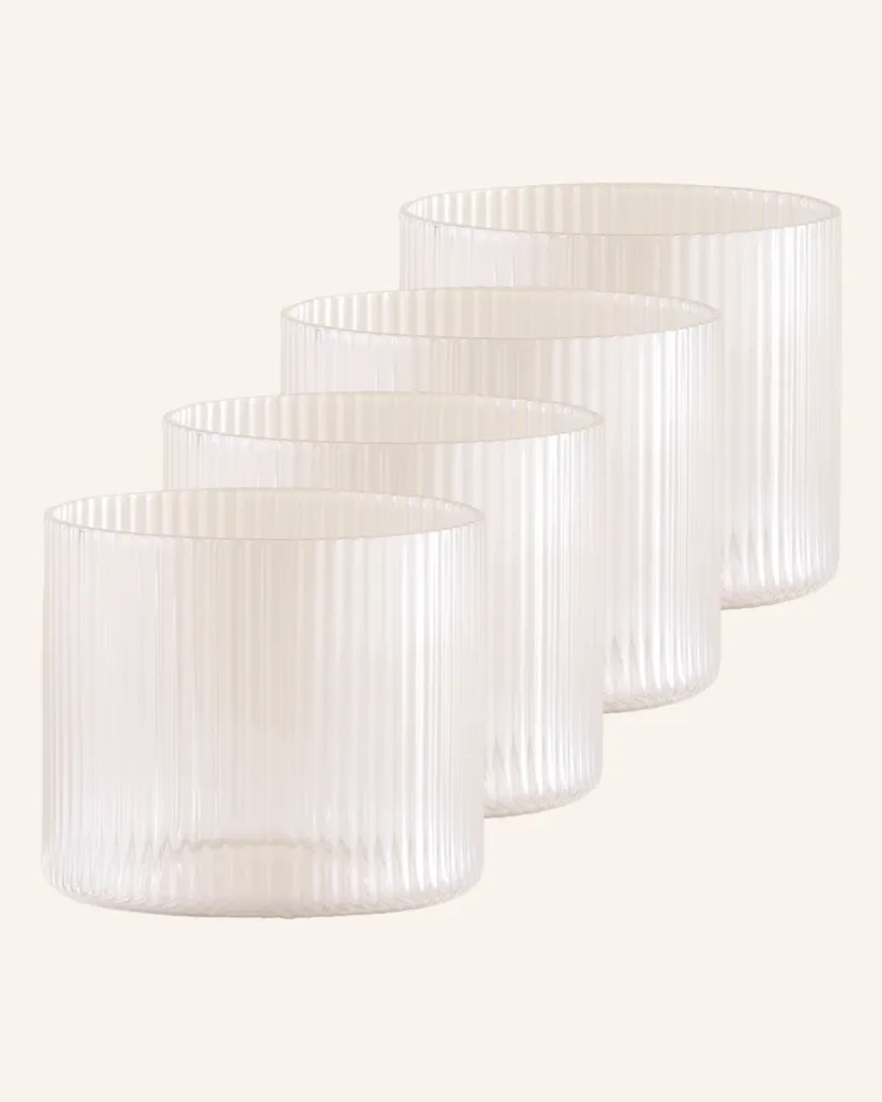 ferm LIVING 4er-Set Trinkgläser Ripple transparent Weiss
