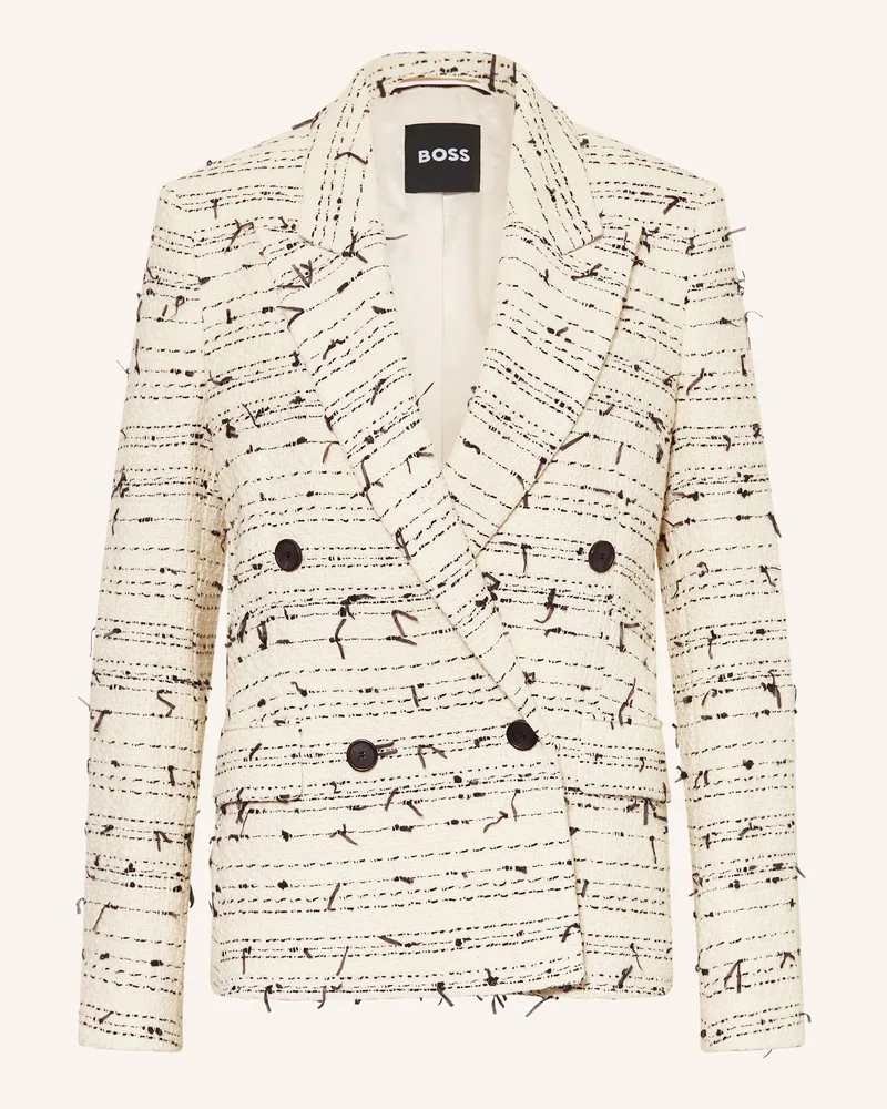 HUGO BOSS Tweed-Blazer Jaleto weiss Ecru