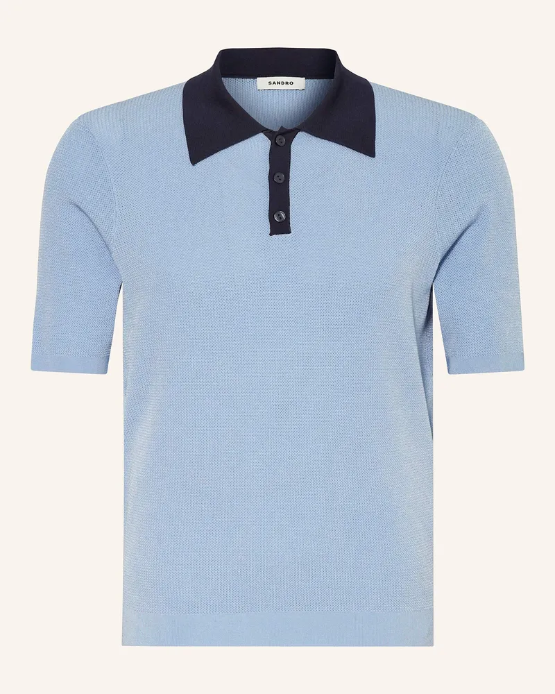 Sandro Strick-Poloshirt Hellblau