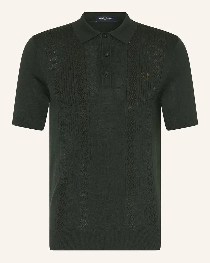 Fred Perry Strick-Poloshirt Dunkelgrün