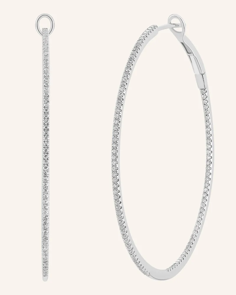 Leaf Creolen Circle Xl Aus 18 Karat Weißgold Mit Diamanten silber Weissgold