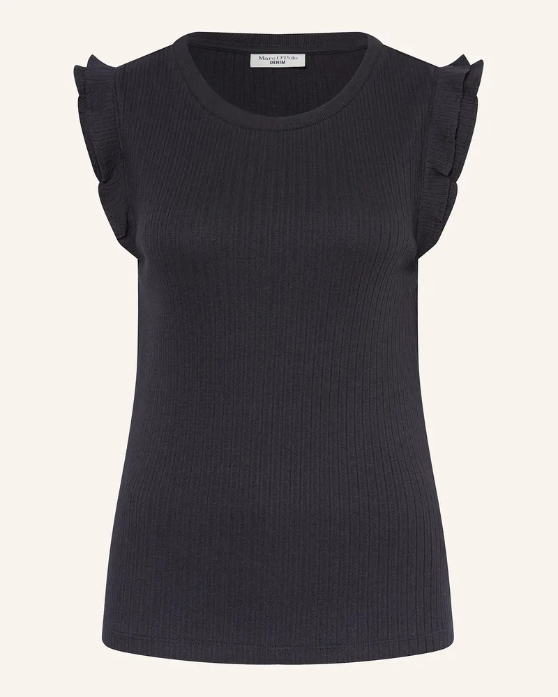Marc O'Polo T-Shirt mit Rüschen Dunkelblau