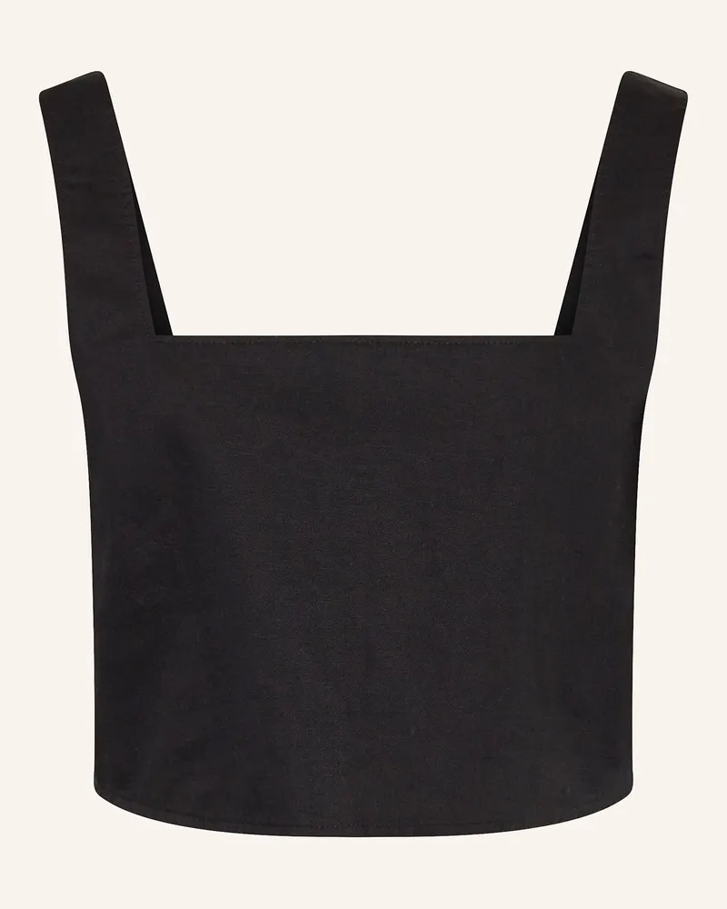 Calvin Klein Cropped-Top mit Leinen Schwarz