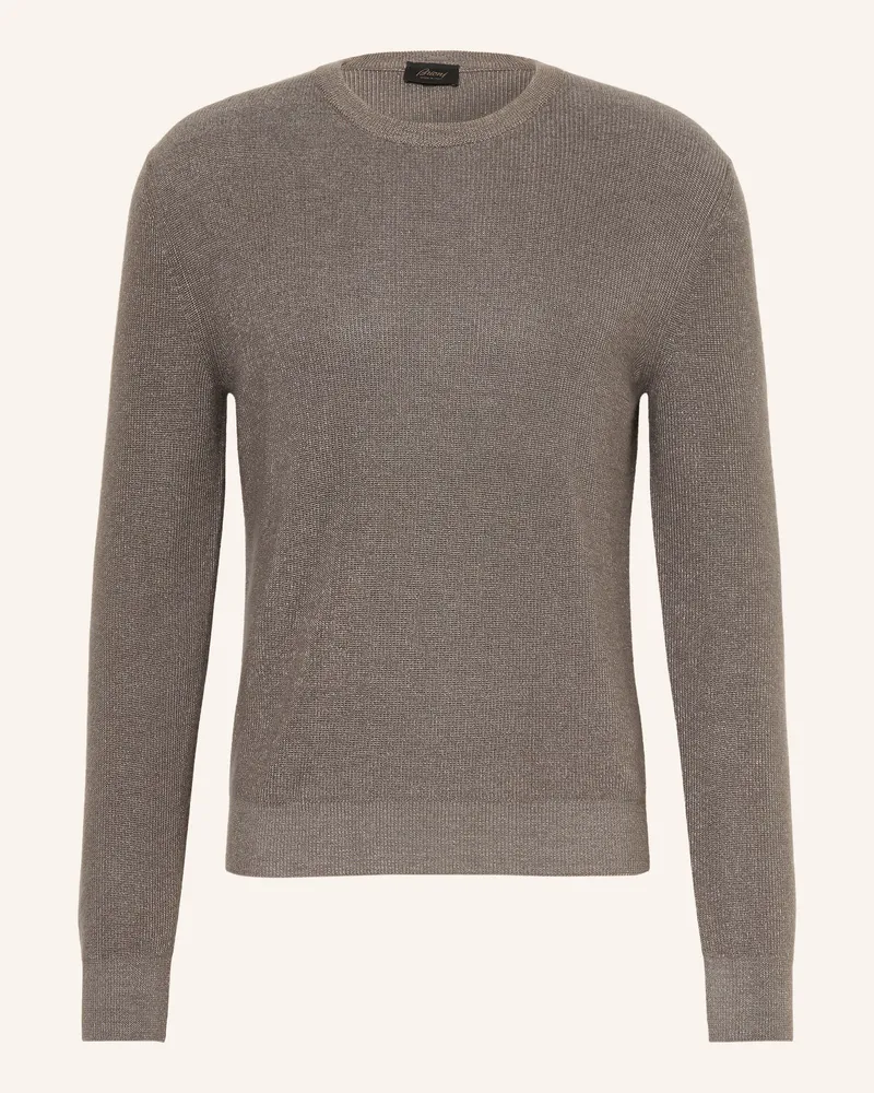 Brioni Pullover Mit Seide Und Cashmere grau Taupe