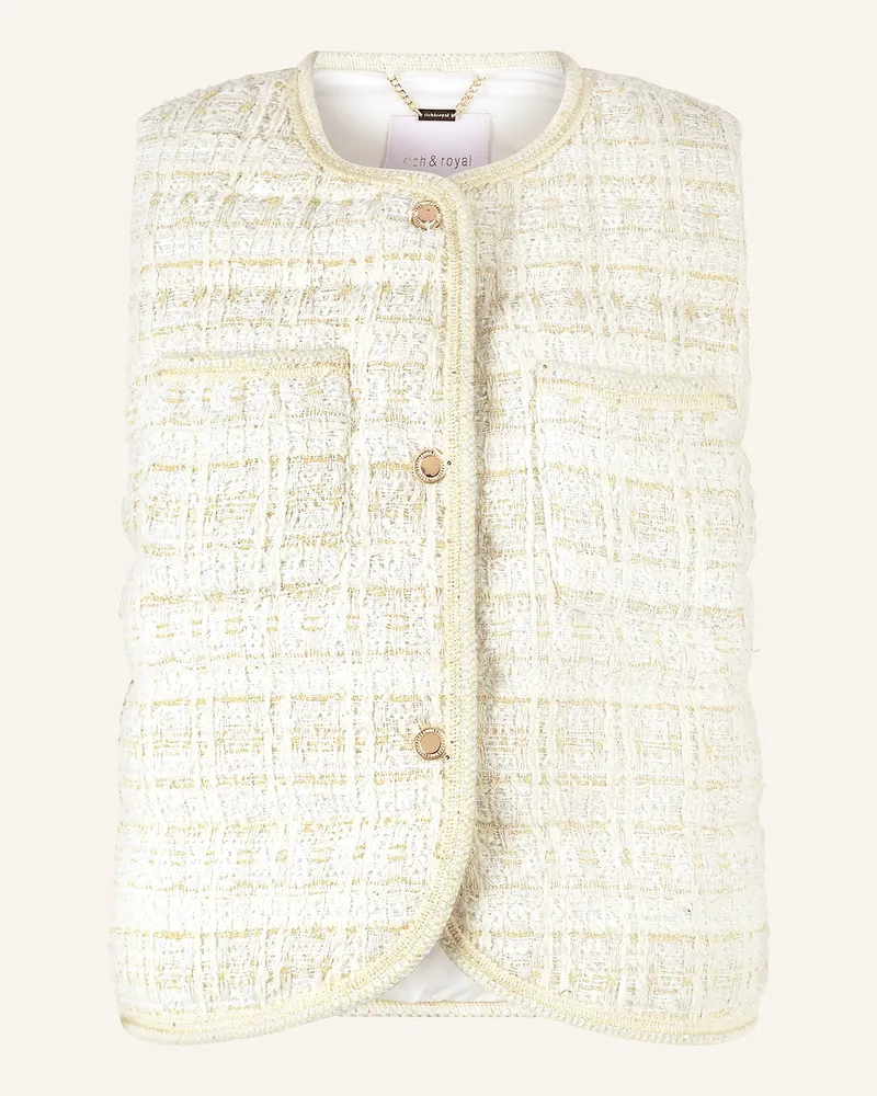 Rich&Royal Steppweste aus Tweed mit Glitzergarn Weiss