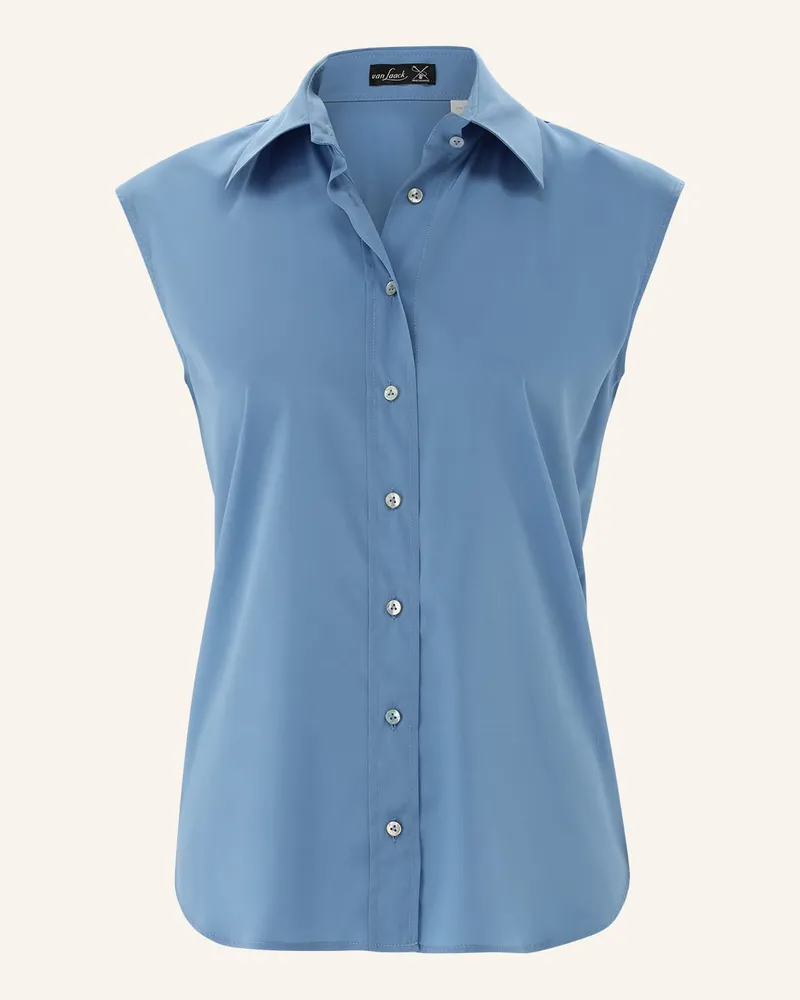 van Laack Bluse Modern Fit Ärmellos Blau