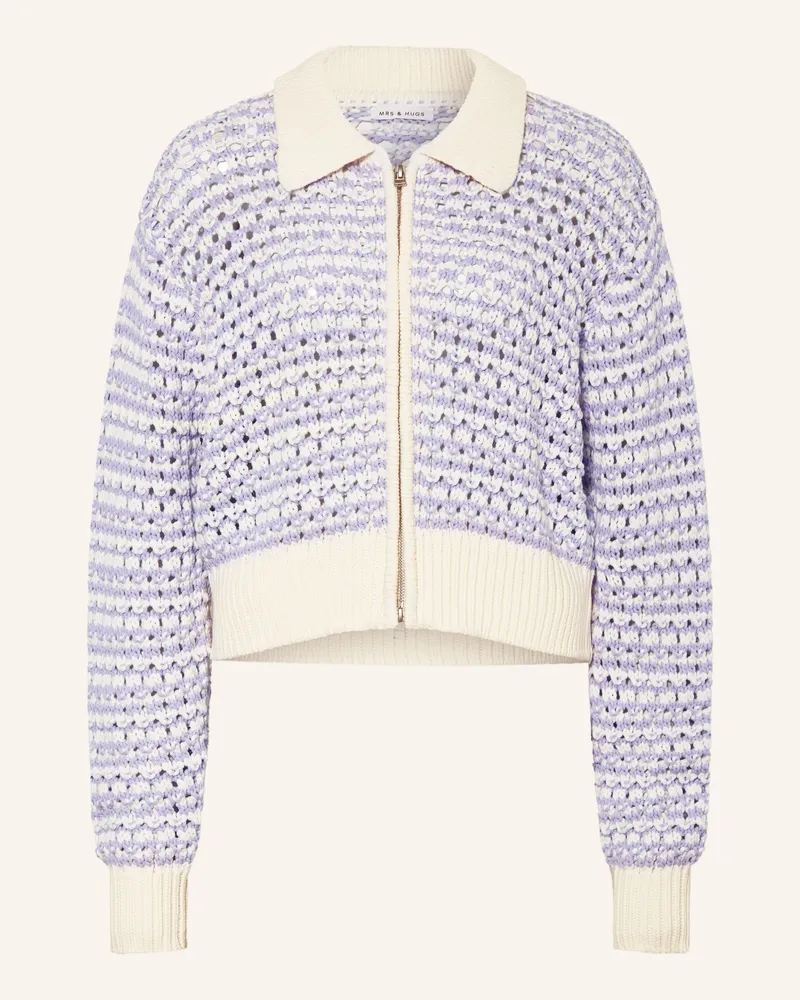 Mrs & HUGS Strickjacke Helllila