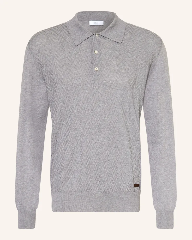 Eton Strick-Poloshirt grau Grau