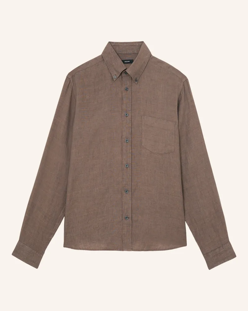 Reiss Leinenhemd Queens Regular Fit braun Braun