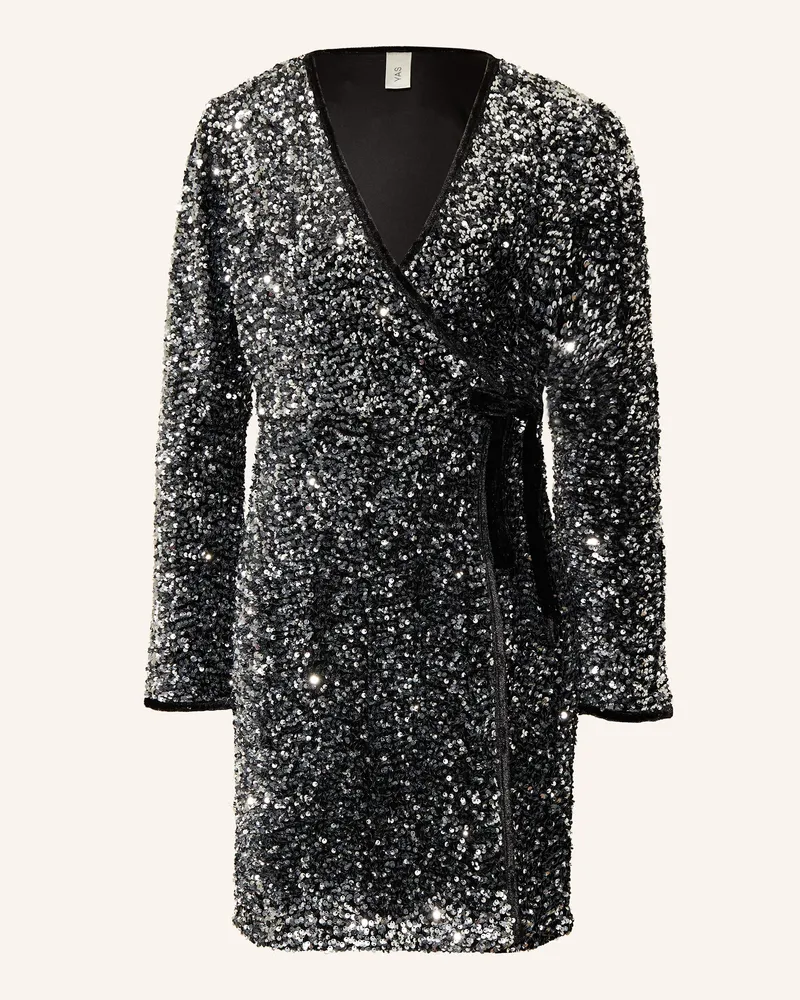 Y.A.S Wickelkleid Mit Pailletten silber Schwarz