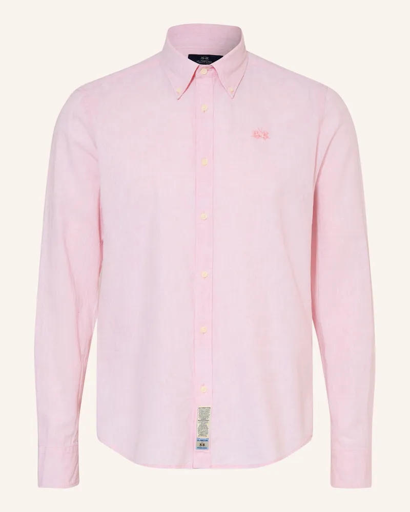 La Martina Hemd Regular Fit Mit Leinen rosa Hellrosa