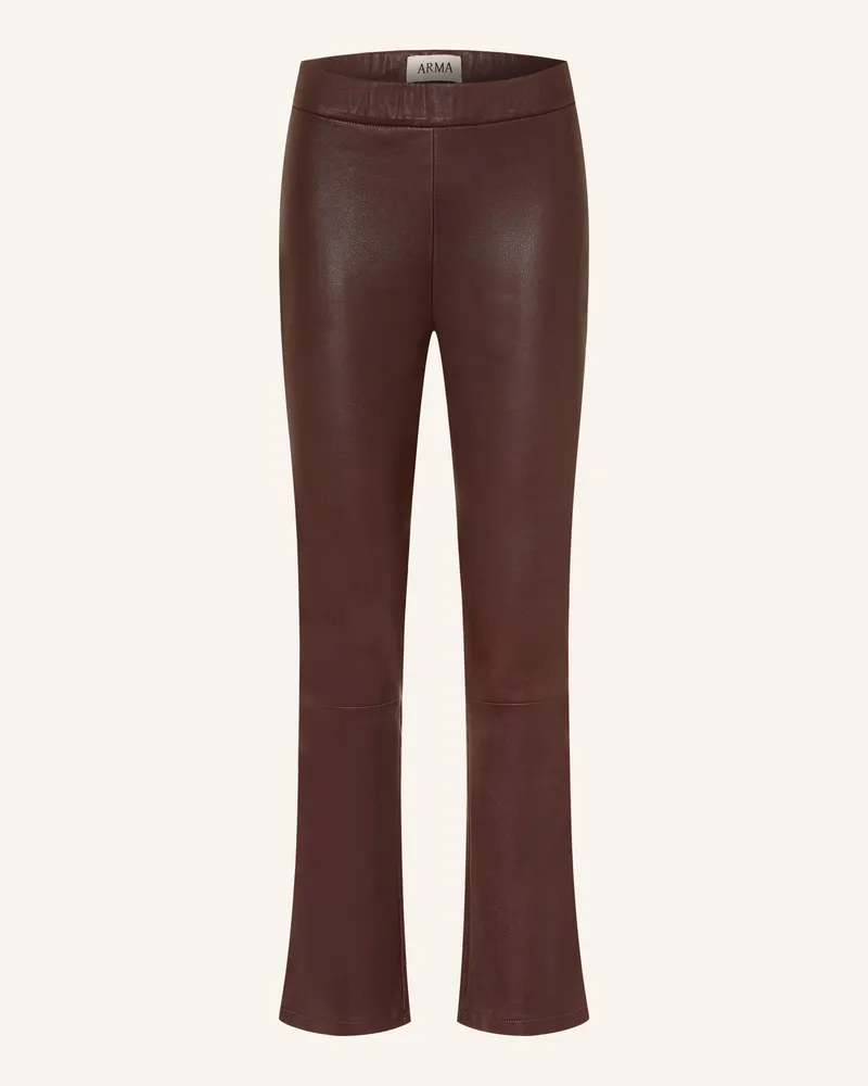 Arma Bootcut-Hose River Aus Leder rot Dunkelbraun