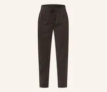 Hose Im Jogging-Stil In Lederoptik braun