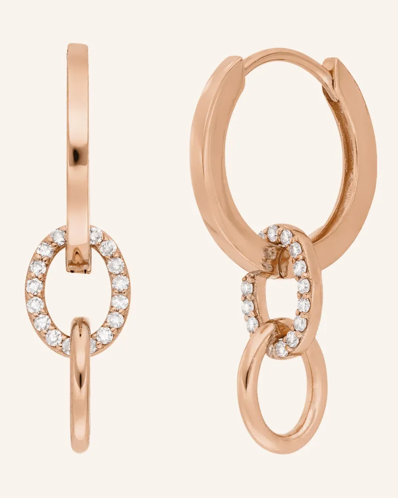 Leaf Creolen ETERNAL TOUCH aus 14 Karat Roségold mit Diamanten Roségold