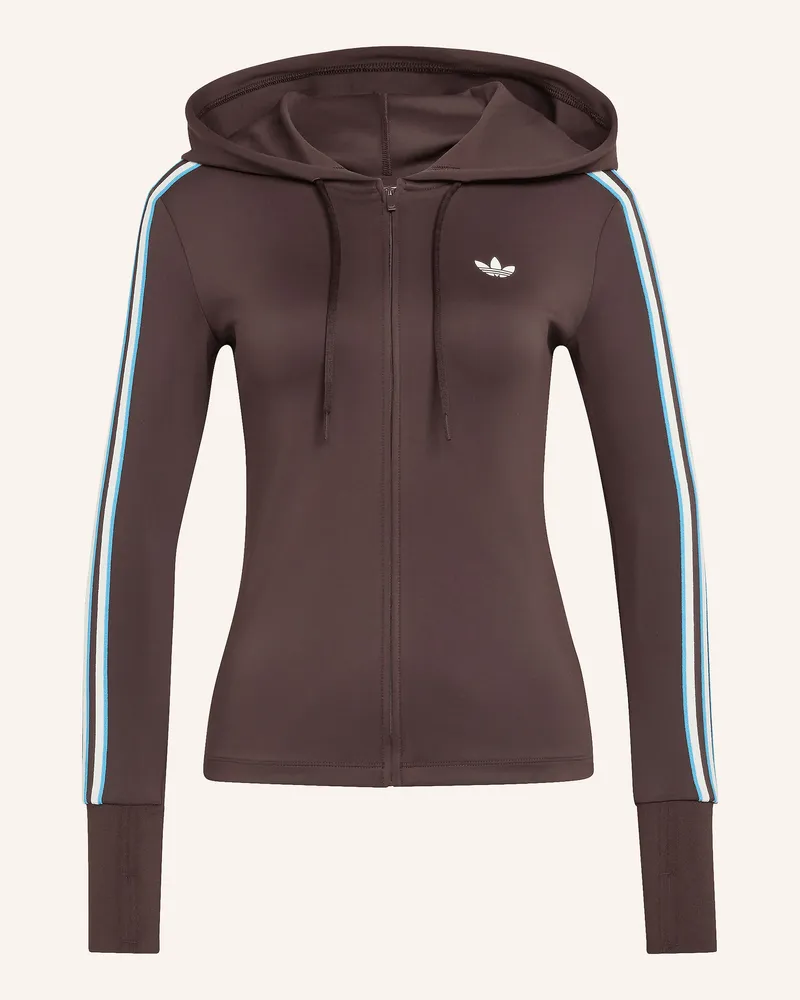 adidas Sweatjacke HOODED TREFOIL ZIPPER Dunkelbraun