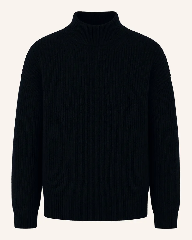 KIEFERMANN Kiefermann Rippstrickpullover Aus Merinowolle Mit Mock Neck Emilian blau Blau