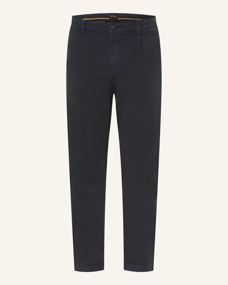 HUGO BOSS Chino Pleated Relaxed Tapered Fit blau Dunkelblau