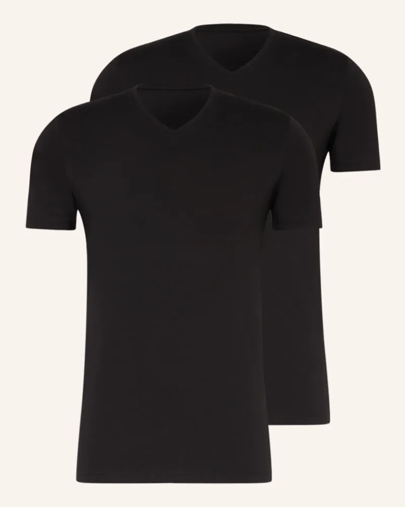 Falke 2er-Pack V-Shirts DAILY COMFORT Schwarz