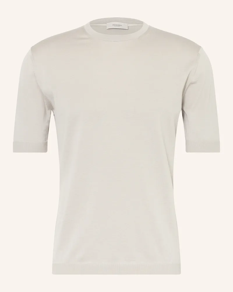 AGNONA T-Shirt mit Seide Hellgrau