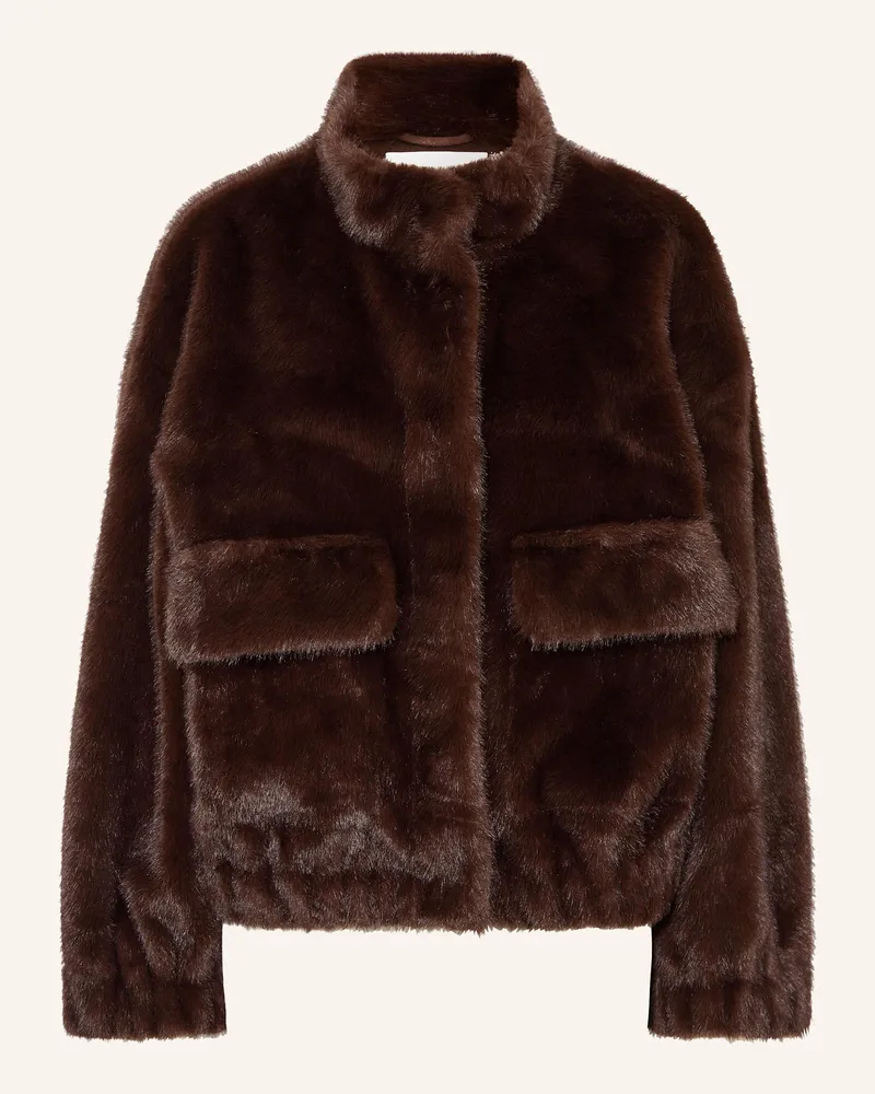 ba&sh Kunstfell-Jacke Paros braun Dunkelbraun