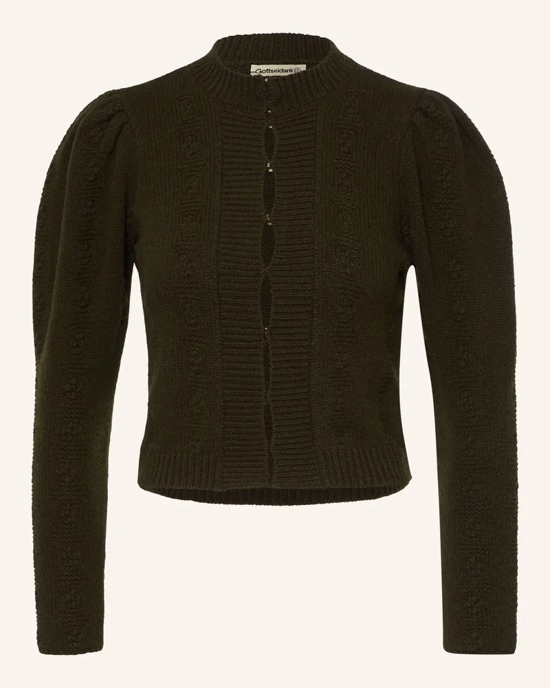 Gottseidank Strickjacke Mette Aus Merinowolle gruen Dunkelgrün
