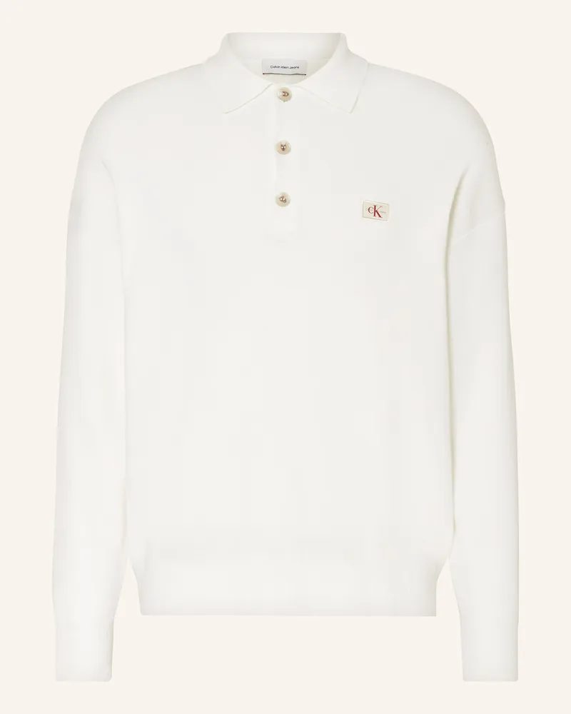 Calvin Klein Strick-Poloshirt Ecru