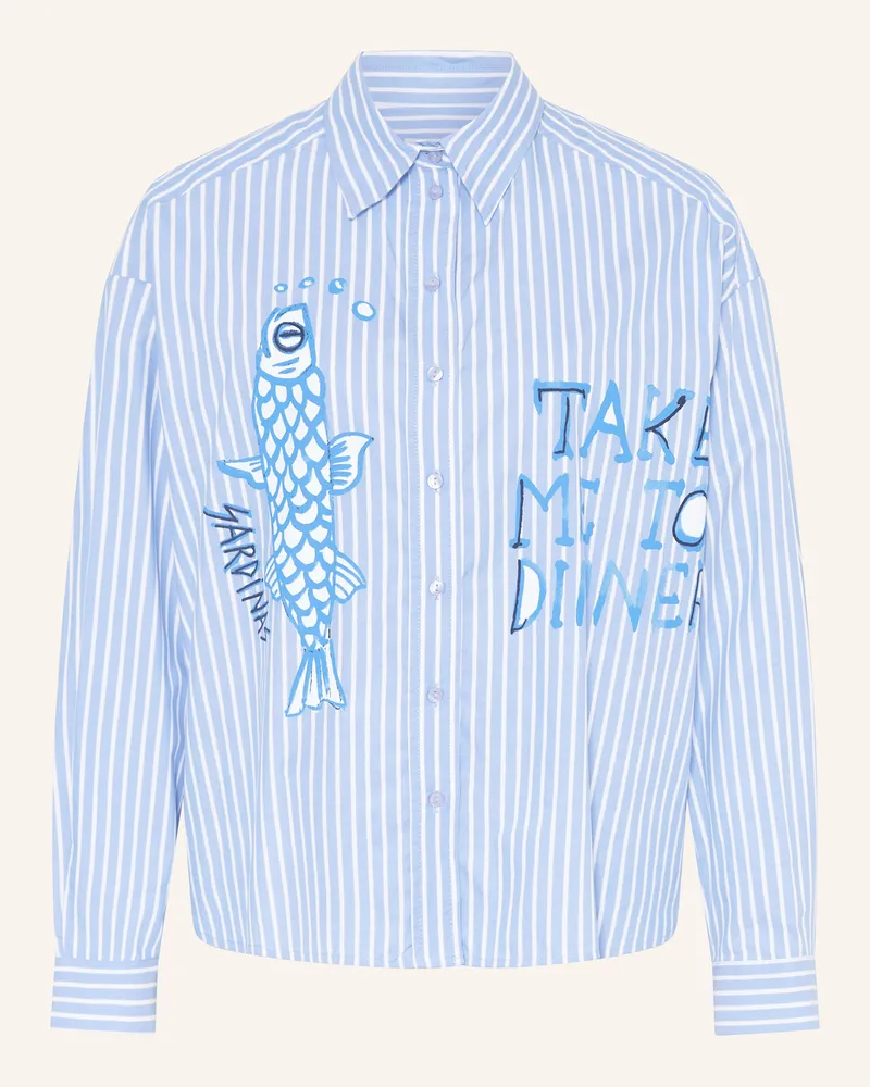 Milano Italy Oversized-Hemdbluse blau Hellblau