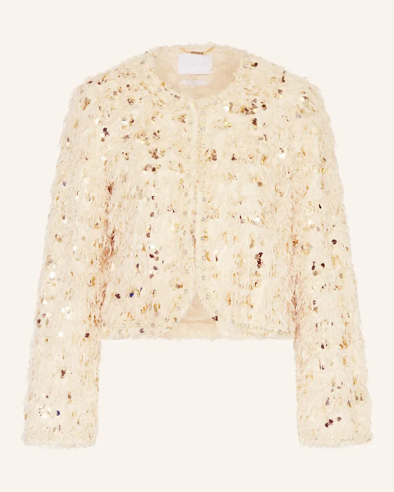 Rich&Royal Kastenjacke mit Pailletten und Schmucksteinen Creme
