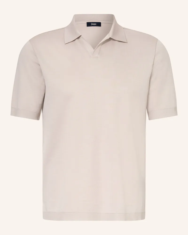 Herno Strick-Poloshirt beige Hellgrau