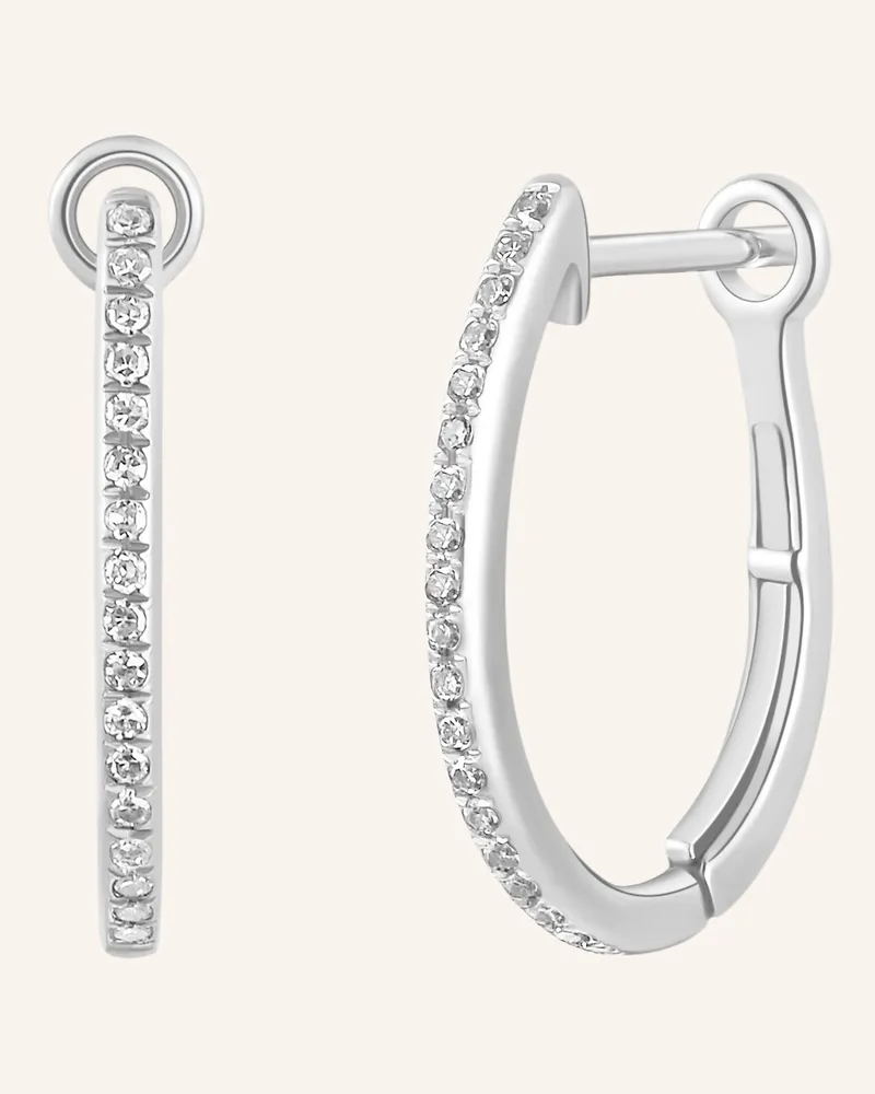 Leaf Creolen Oval S Aus 18 Karat Weißgold Mit Diamanten silber Weissgold