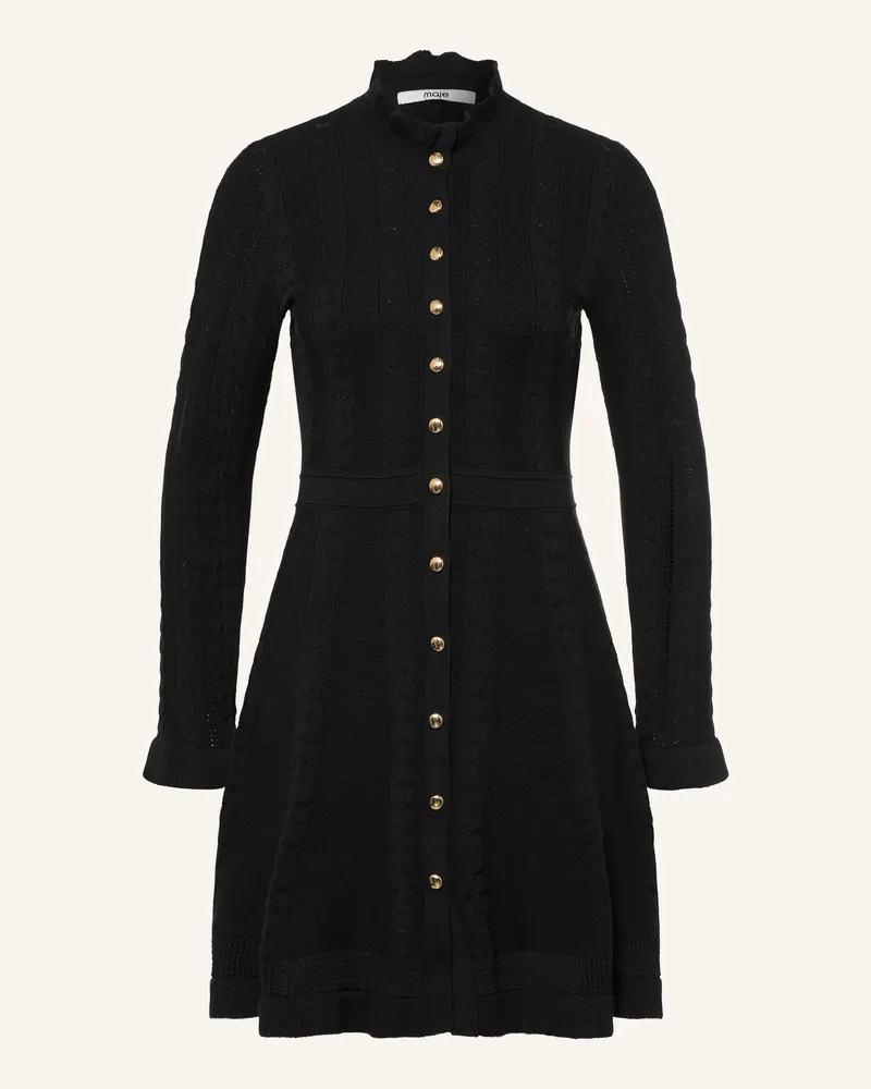 Maje Strickkleid Mit Rüschen schwarz Schwarz
