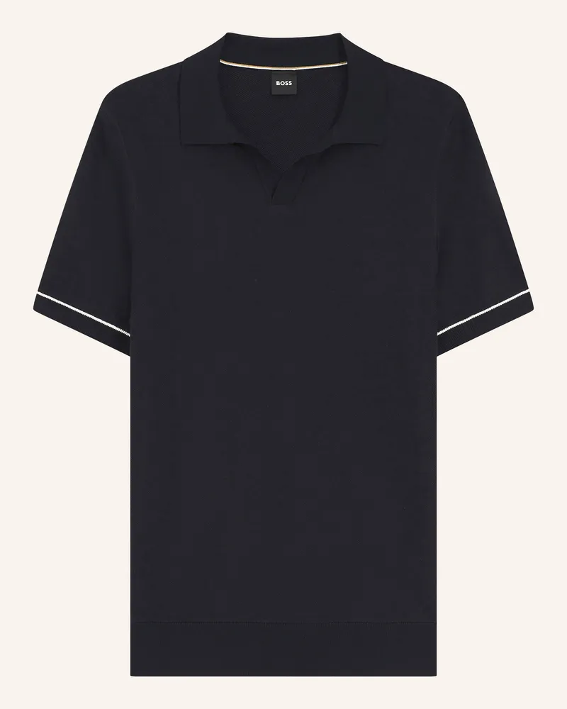 HUGO BOSS Strick-Poloshirt NARCISO Dunkelblau