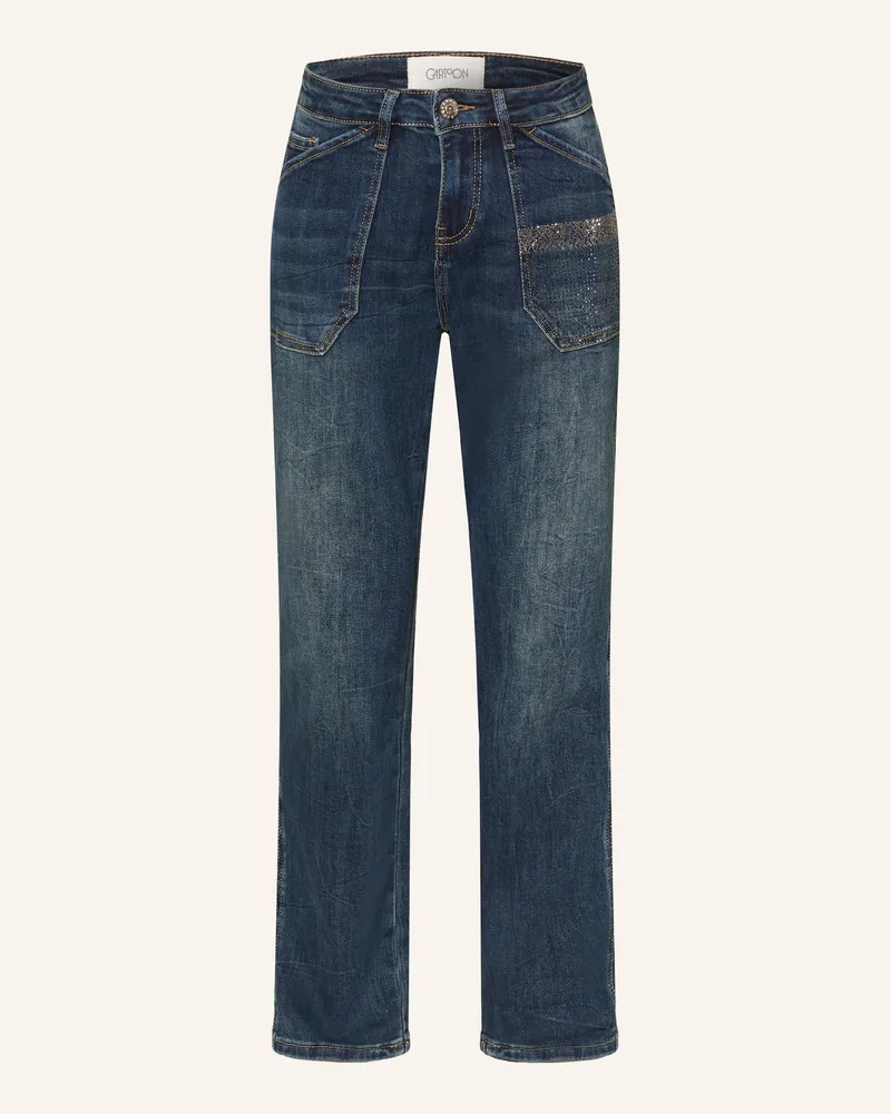 Cartoon Straight Jeans mit Schmucksteinen 8620