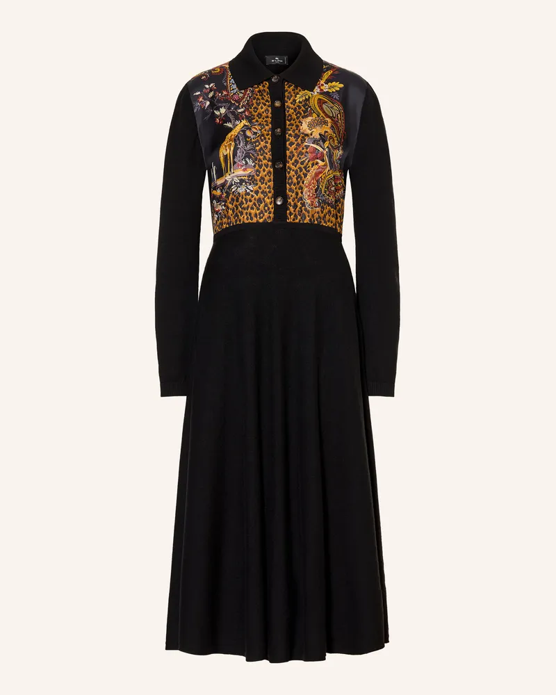 Etro Hemdblusenkleid Im Materialmix schwarz Schwarz