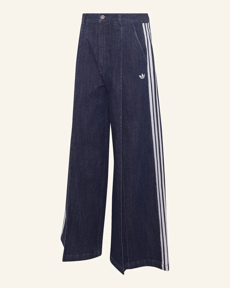 adidas Denim Pleats Hose, Weites Bein blau Blau