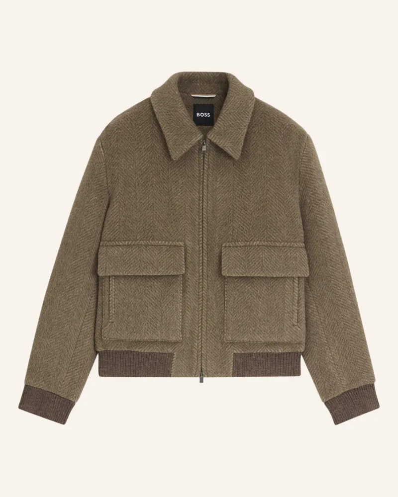 HUGO BOSS Klassischer Mantel H-CHARLY-254 Relaxed Fit Braun