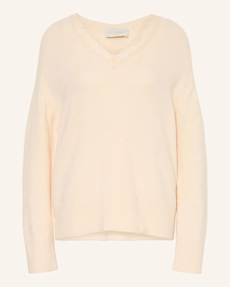 Milano Italy Pullover Mit Spitze weiss Creme