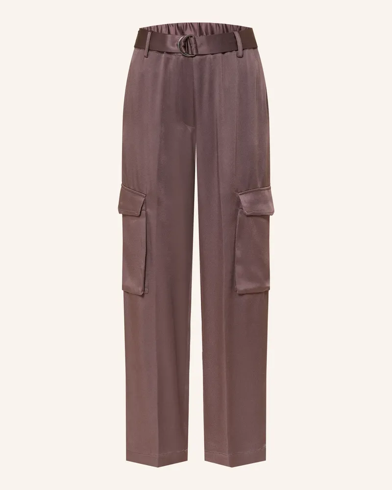 Antonelli Firenze Cargohose Aus Satin lila Taupe