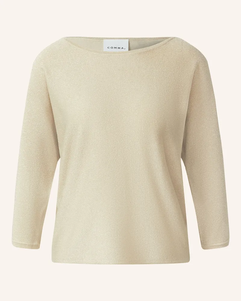 COMMA Pullover Mit 3/4-Arm Und Glitzergarn beige Creme