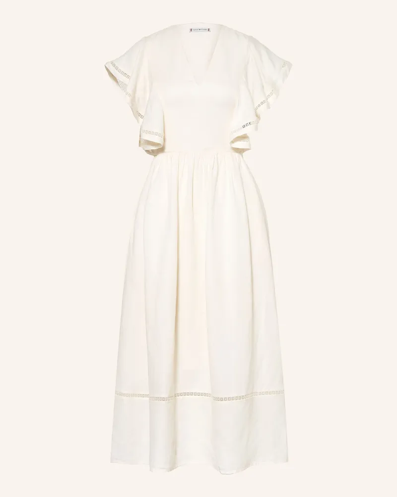 Tommy Hilfiger Kleid Mit Leinen Und Volants weiss Ecru