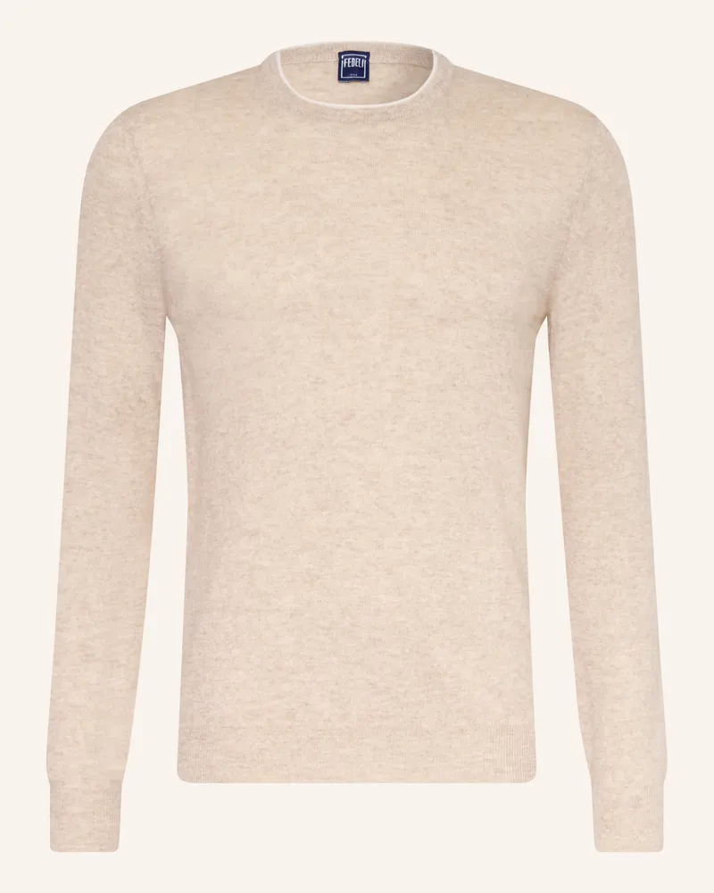 Fedeli Cashmere-Pullover mit Leinen Beige