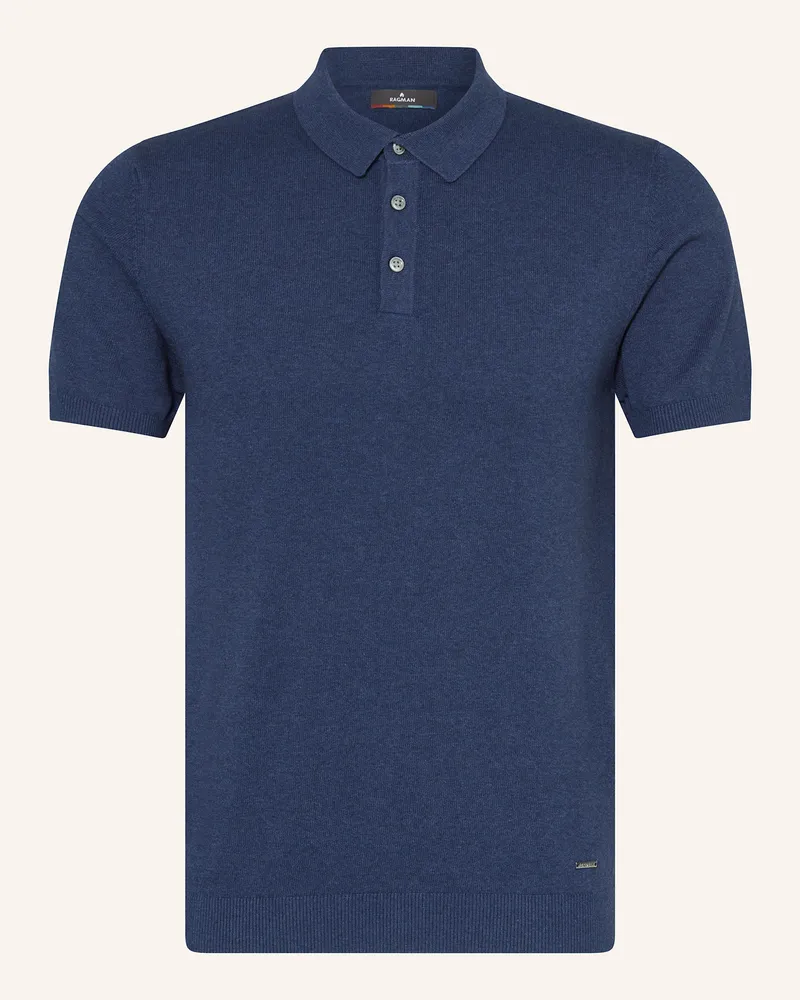 Ragman Strick-Poloshirt Dunkelblau