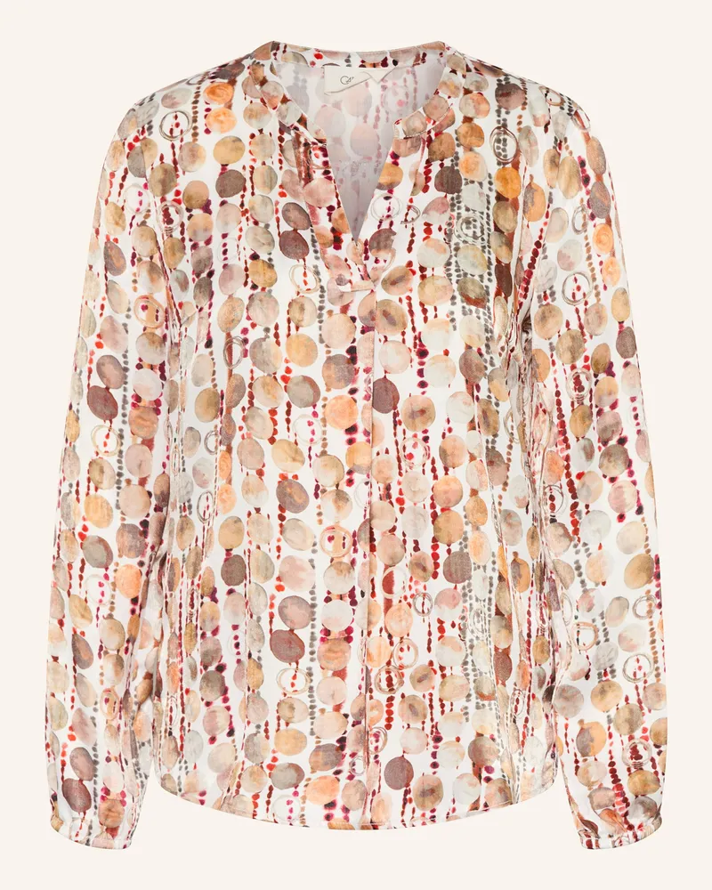 Cartoon Satinbluse braun Weiss