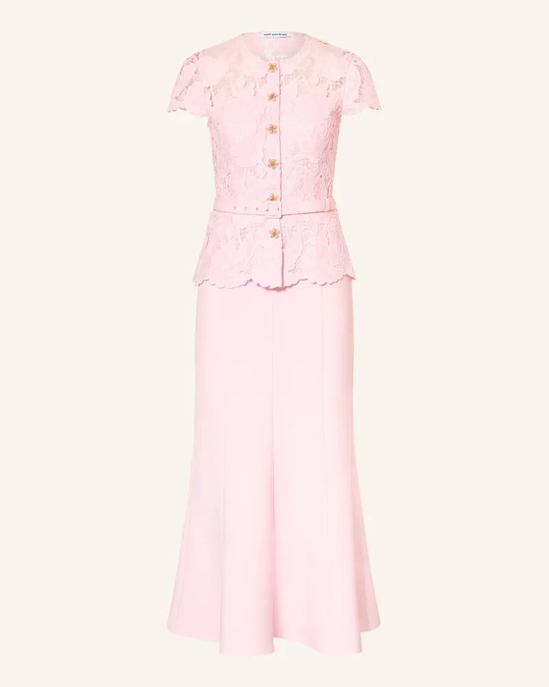 Self-Portrait Kleid Mit Spitze Und Schmucksteinen pink Rosa