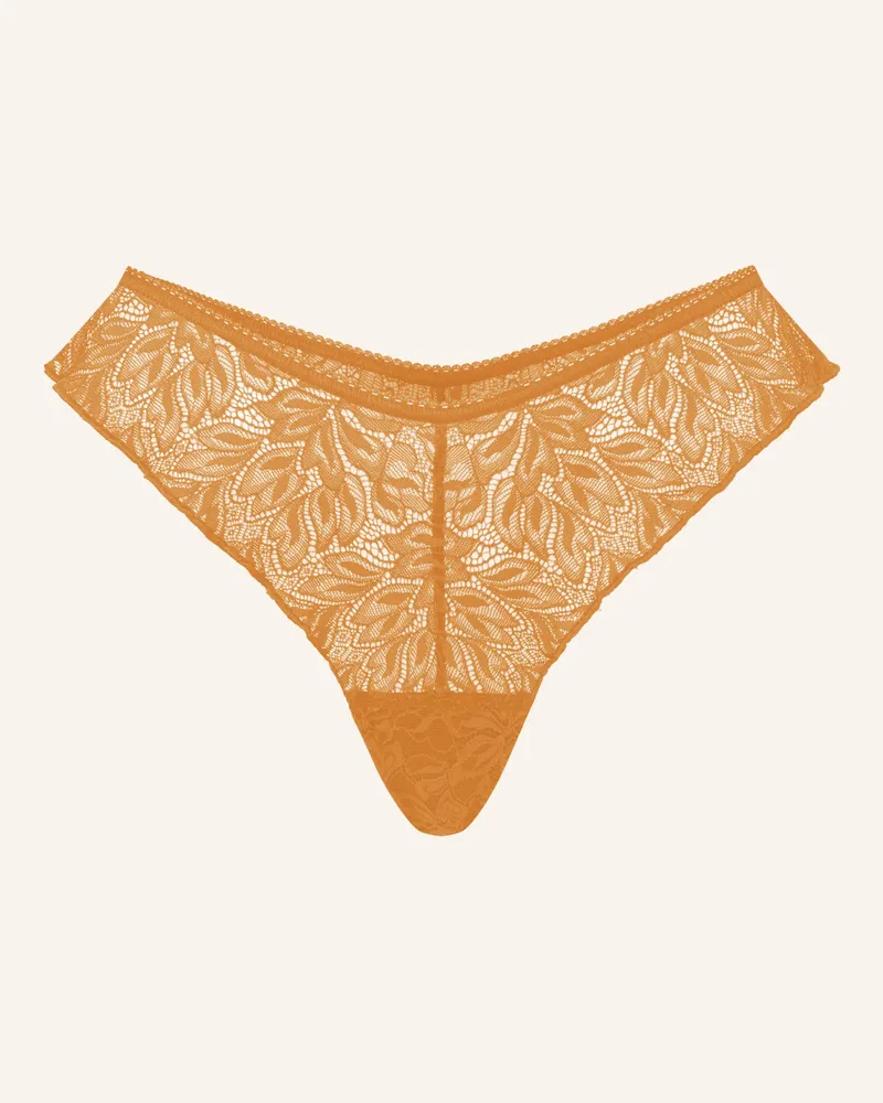 Ehrlich Textil Iconic Lace Brazil String Aus Spitze - Florales Motiv orange Gelb