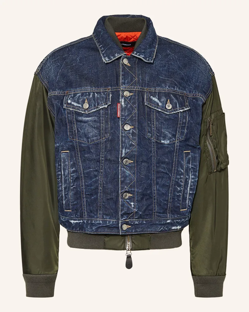 Dsquared2 Jeansjacke im Materialmix Blau