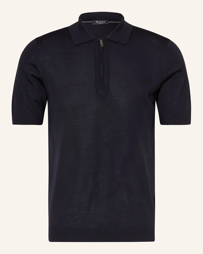 Maerz Strick-Poloshirt Aus Merinowolle blau Dunkelblau