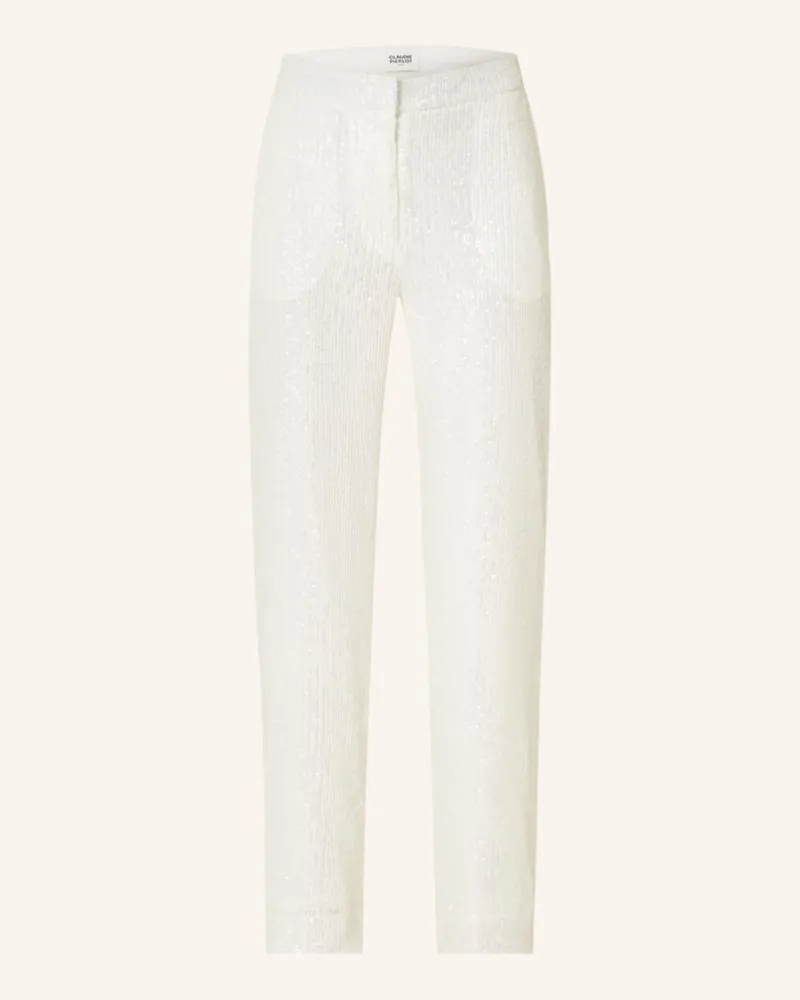Claudie Pierlot Hose mit Pailletten Ecru